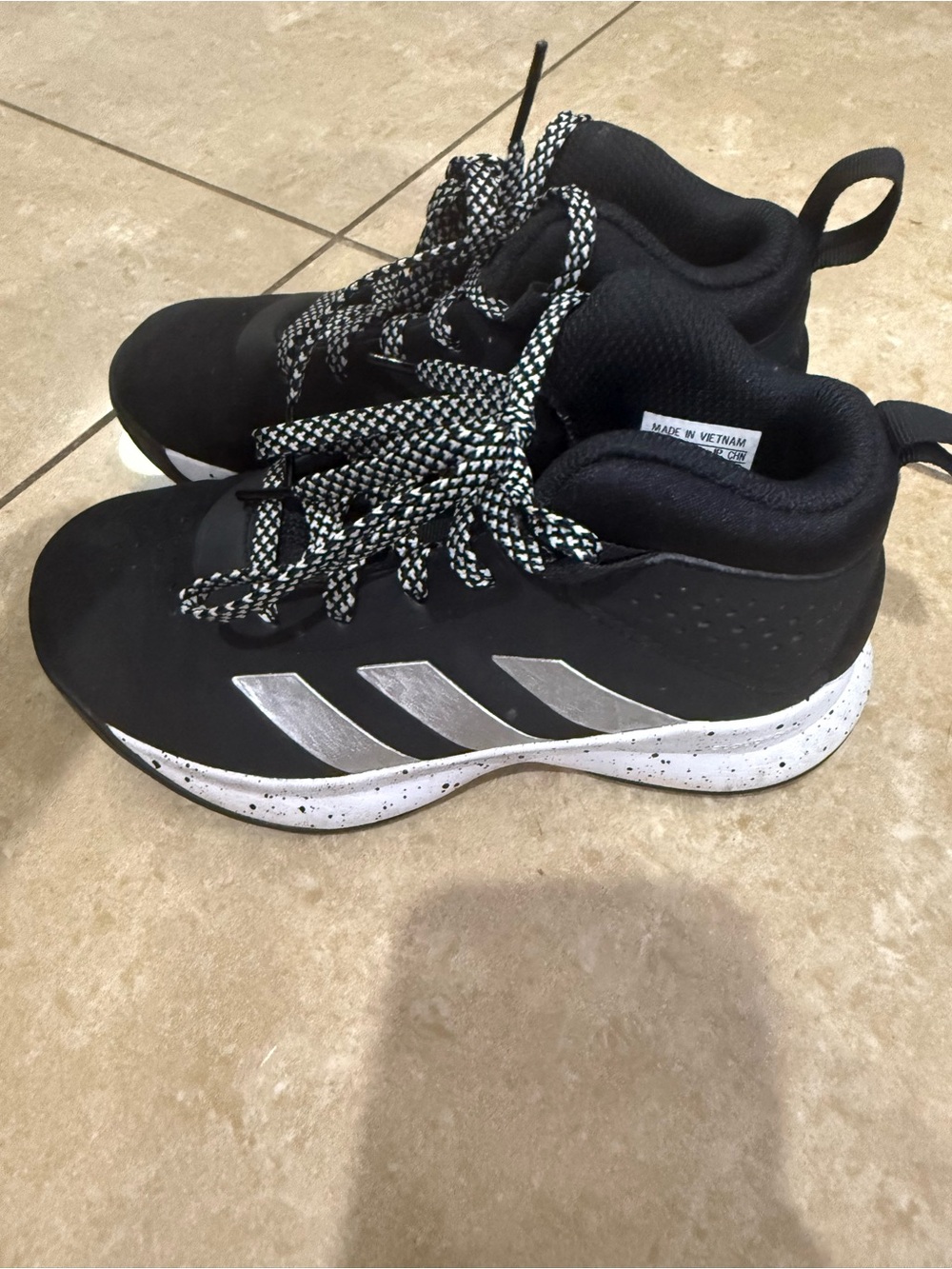 adidas Kids Black Sneakers with White and Silver Accents
